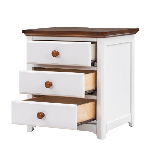 Bellemave Wooden Nightstand with USB Charging Ports and 3 Drawers