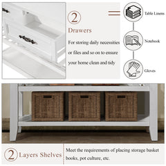 Bellemave® Mid-Century Style Console Sofa Table with 2 Storage Drawers and 2 Tiers Shelves