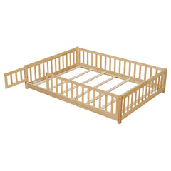 Bellemave® Full Size Montessori Floor Bed with Fence and Door