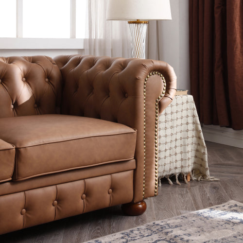 Bellemave 88.5" Classic Chesterfield Sofa Faux Leather