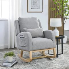 Bellemave Modern Accent Casual Armchair Rocker with One Lumbar Pillow and Two Side Pockets Bellemave