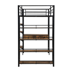 Bellemave® Metal Loft bed with Desk and Shelves