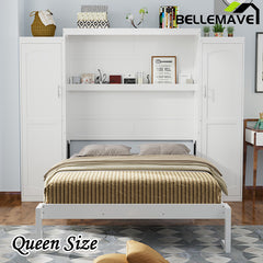 Bellemave® Murphy Bed with Two Wardrobe and Storage Shelf