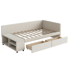 Bellemave® Twin size L-Shaped Upholstered Daybed with Storage and Drawers