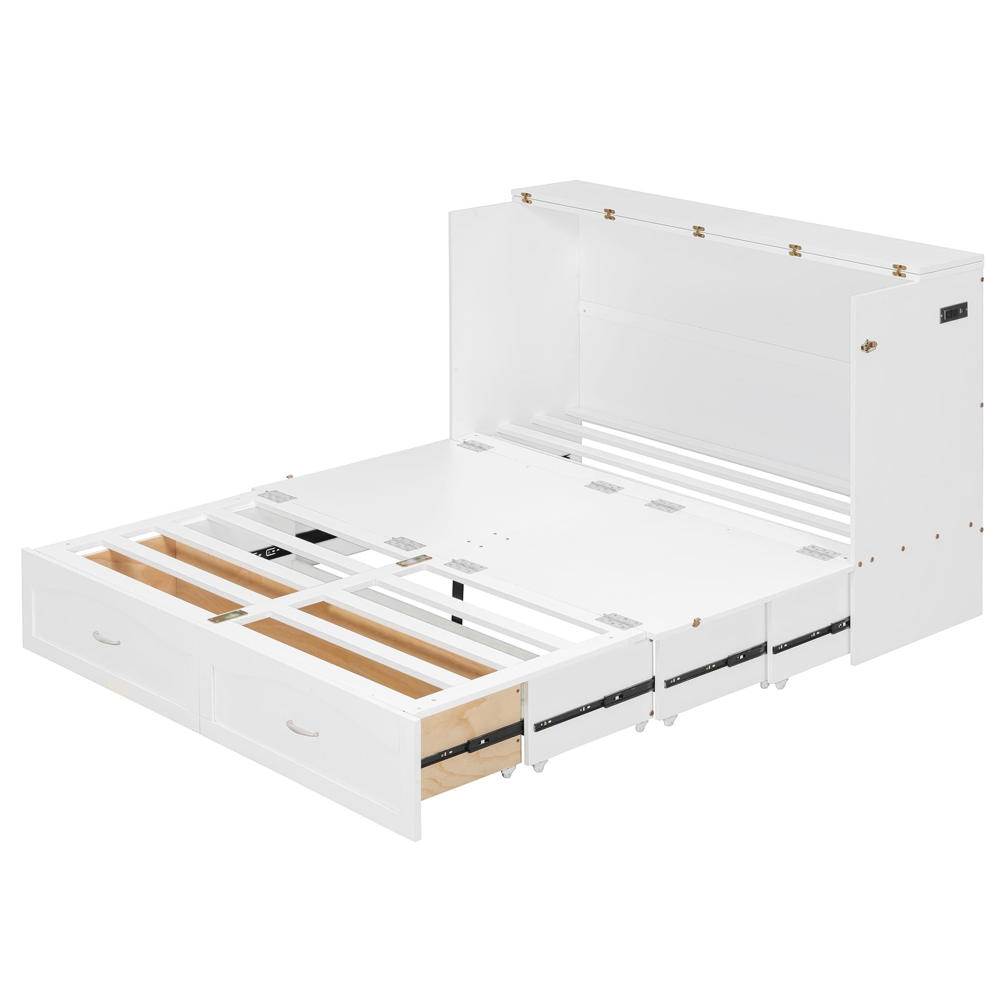 Bellemave® Murphy Bed Wall Bed with drawer and a set of Sockets & USB Ports, Pulley Structure Design Bellemave®