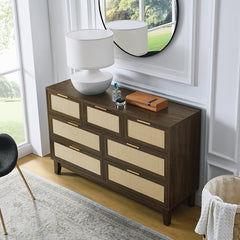 Bellemave® Modern Rattan Dresser with 7 Drawers