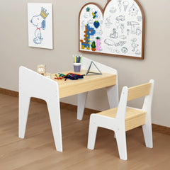 Bellemave® Kids Wooden Table Set with One Chair for 2-8 Age Kids