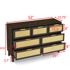 Bellemave® Modern Rattan Dresser with 7 Drawers