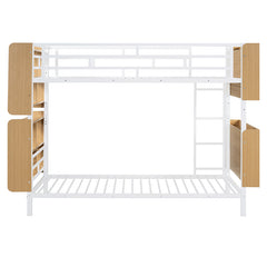 Bellemave® Metal Bunk Bed with Ladder and Full-Length Guardrail, Storage Space(Convertible)