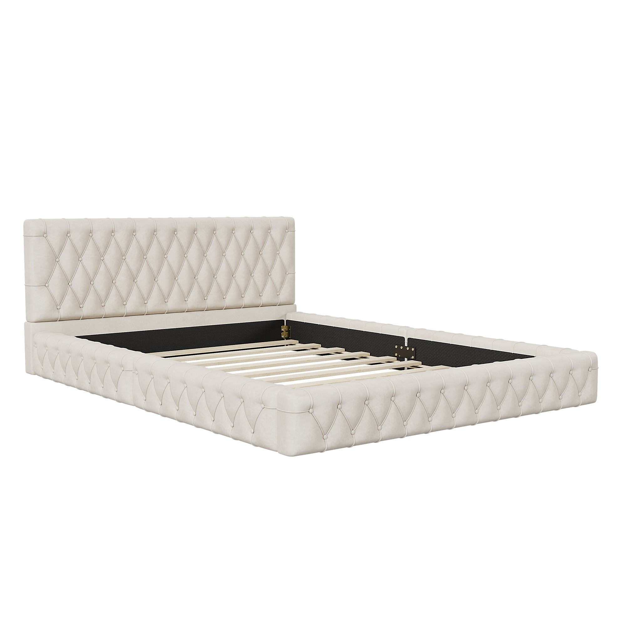 Bellemave® Queen Size Velvet Upholstered Platform Bed with Tufted Headboard Bellemave®
