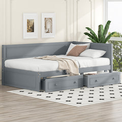 Bellemave® Twin Size Wood Daybed with 2 Drawers and Guardrail