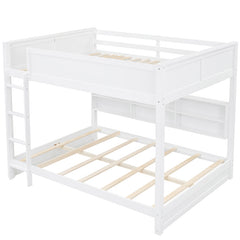 Bellemave® Queen Size Bunk Bed with Storage Cabinets and USB Ports