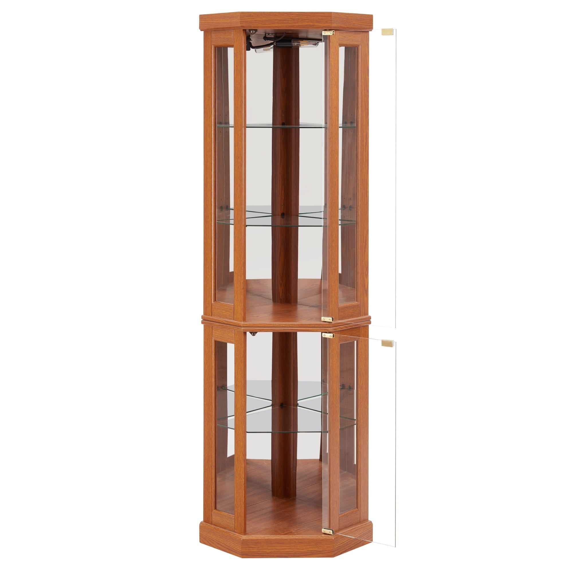 Bellemave® Corner Curio Cabinet with Tempered Glass Doors and Adjustable Shelves, Wine Bar China Cabinet for Living Room Liquor Storage Bellemave®