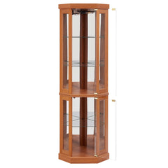 Bellemave® Corner Curio Cabinet with Tempered Glass Doors and Adjustable Shelves, Wine Bar China Cabinet for Living Room Liquor Storage Bellemave®