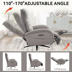 Bellemave® Dual Motor 270° Swivel Power Recliner Chair With Heavy Duty Motion Mechanism, USB and Type-C Charging Ports.