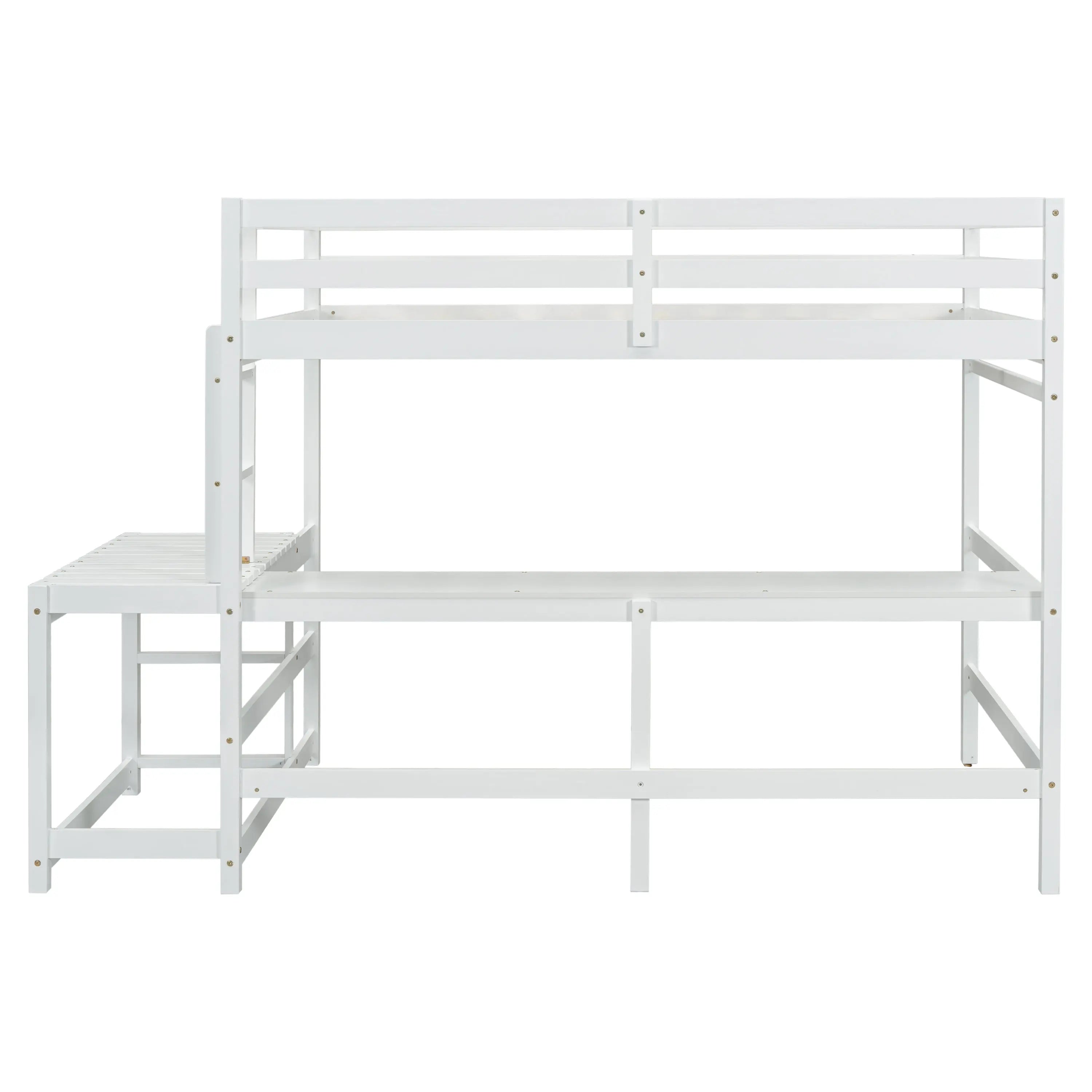 Bellemave® Full Size Loft Bed with Built-in Desk, Ladder Platform, Ladders, Guardrails Bellemave®