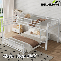 Bellemave® Twin over Full L-shaped Metal Bunk Bed