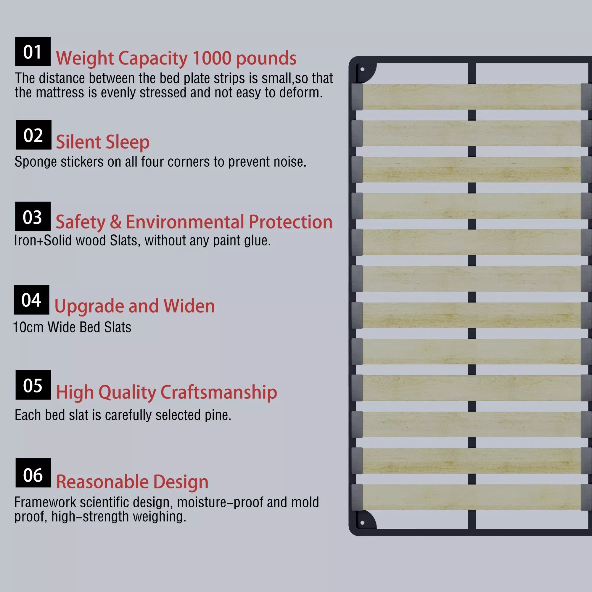 King Size Cloud Bed Frame Double Support Structure Detail