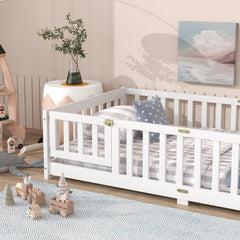 Bellemave® Twin Size Montessori Floor Bed for Kids,Twin Floor Bed Frame with Slats,Solid Wood Twin Bed Frame for Girls Boys,Grey Bellemave®