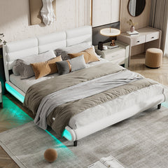 Bellemave® King Size Upholstered Platform Bed with LED Light Strips