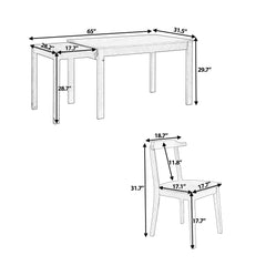 Bellemave® 65" 5-Piece Farmhouse Extendable Dining Table Set with Pull-out Side Table and Dining Chairs Bellemave®