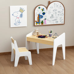 Bellemave® Kids Wooden Table Set with One Chair for 2-8 Age Kids