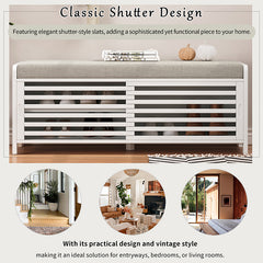 Bellemave® Distressed Shutter Storage Bench with Acacia Veneer