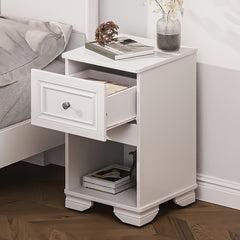 Bellemave® Elegant Design Nightstand with Metal Handle,Drawer and Open Shelf