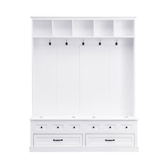 Bellemave® 74" Elegant Wide Hall Tree with 5 Hooks, Versatile Entryway Lift Top Storage Bench with 2 Drawers