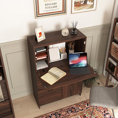 Bellemave® Desk Cabinet with Storage Drawer & Shelves, Fold-up Desktop