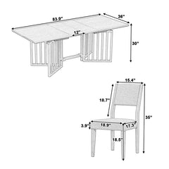 Bellemave® 9-Piece Farmhouse 83.9" Extendable Dining Table Set with 2 12-inch Removable Leaves and 8 Upholstered Dining Chairs