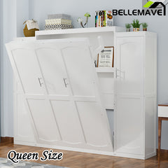 Bellemave® Murphy Bed with Two Wardrobe and Storage Shelf