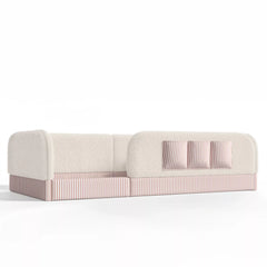 Bellemave® Kids Upholstered Floor Bed with Full Surround Safety Rails, Montessori Low Profile Bed with Teddy Fleece Frame & Side Storage Pocket