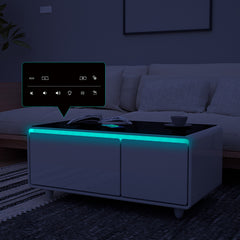 Bellemave® Modern Smart Coffee Table with Built-in Fridge, Bluetooth Speaker, Wireless Charging, Touch Control Panel, USB Ports, Outlet Protection, Atmosphere Light