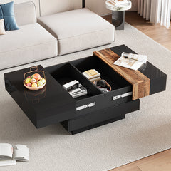 Bellemave® Square Coffee Table with Sliding Table Top with Hidden Storage Compartment