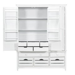 Bellemave® Large Kitchen Storage Cabinet Cupboard with 10 Drawers,8 Door Shelves and 4 Pull-Out Trays