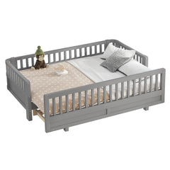 Bellemave® Queen Floor Bed or Twin XL Montessori Floor beds for Kids, Twin XL Can Be Converted into a Queen Platform Bed, Gray Bellemave®