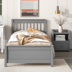 Bellemave® Platform Bed with a Nightstand,with Headboard and Footboard