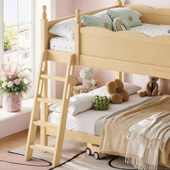 Bellemave® Full over Full Bunk Bed with Storage Shelves,Solid Wood Bed with Slide & Ladders, Low Profile Design Bellemave®