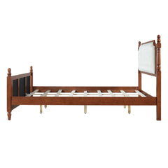 Bellemave® Upholstered Platform Bed with Button Tufted Headboard,Solid Wood Farmhouse Bed with Velvet Headboard and Footboard Bellemave®