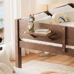Bellemave® Queen over Queen Size Wooden Bunk Bed Frame with Convenient Tray & Built-in Storage Shelves Bellemave®