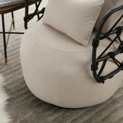 Bellemave® Upholstered Tufted Linen Fabric Accent Chair with Metal Stand