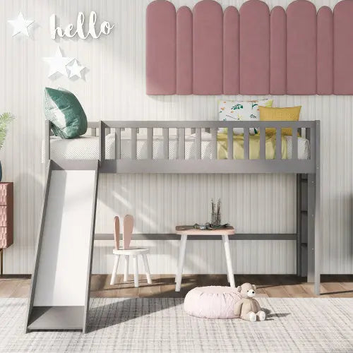 Bellemave® Low Loft Bed with Ladder and Slide Bellemave®