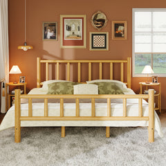 Bellemave® Rustic Style Pure Solid Pine Cylinder Construction Bed