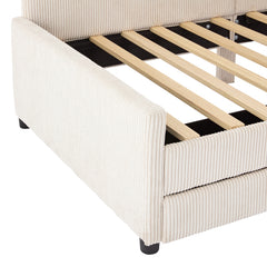 Bellemave® Twin Size L-Shaped Corduroy Daybed with 2 Storage Drawers