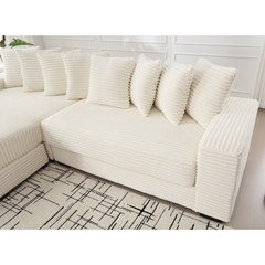 Bellemave® 111" Oversized Two-Piece L Shaped Corduroy Sofa with Armrests and 8 Throw Pillows