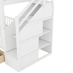 Bellemave® Fun Castle Shaped Bunk Bed Turn into Upper Bed and Down Desk