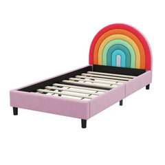 Bellemave® Twin Size Rainbow Design Upholstered Platform Bed Bellemave®