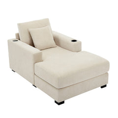 Bellemave® Oversized Chaise Lounge with Pillows, Charge Station & Cup Holders