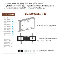 Bellemave® Black Tempered Glass Height Adjustable Universal Swivel Entertainment Center with Mount TV Stand